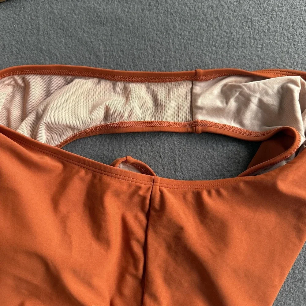 Cupshe Swimsuit Womens 3X Orange Mesh Panel One Piece Adjustable Strap NWT